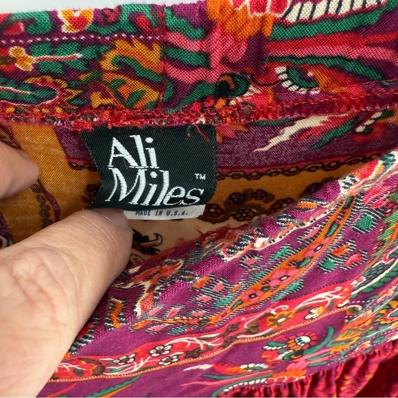 Ali Miles Boho Broomstick Floral Maxi Skirt Size 8 Tiered Pull On Elastic Waist - Picture 5 of 7